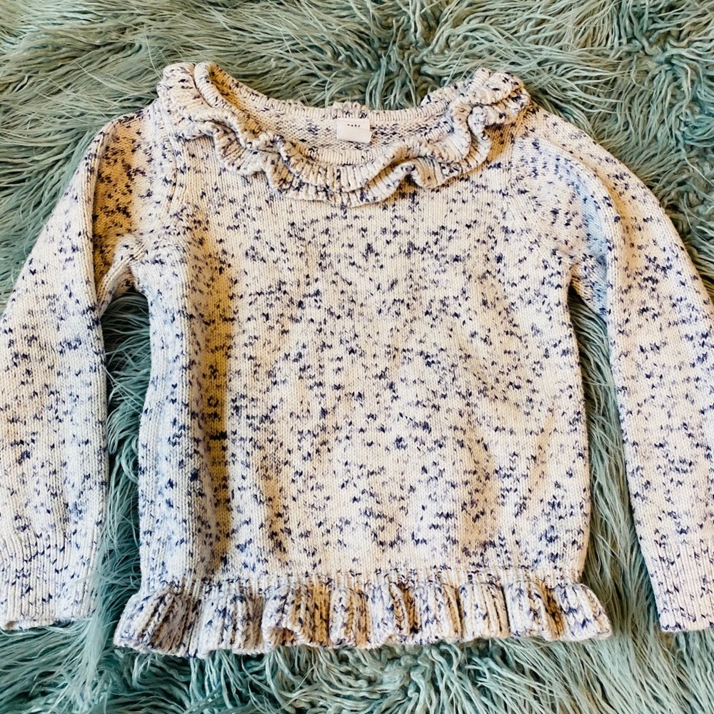 Merle gray Gap sweater with ruffle detail